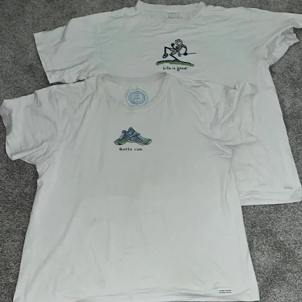 Life is Good t-shirts worn holes golf runner white old 2 pack set XL men’s